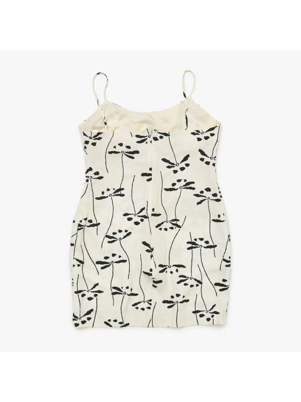 Chanel Mini Dress CC Logo Dragonfly Motif White Black Vintage 4 40